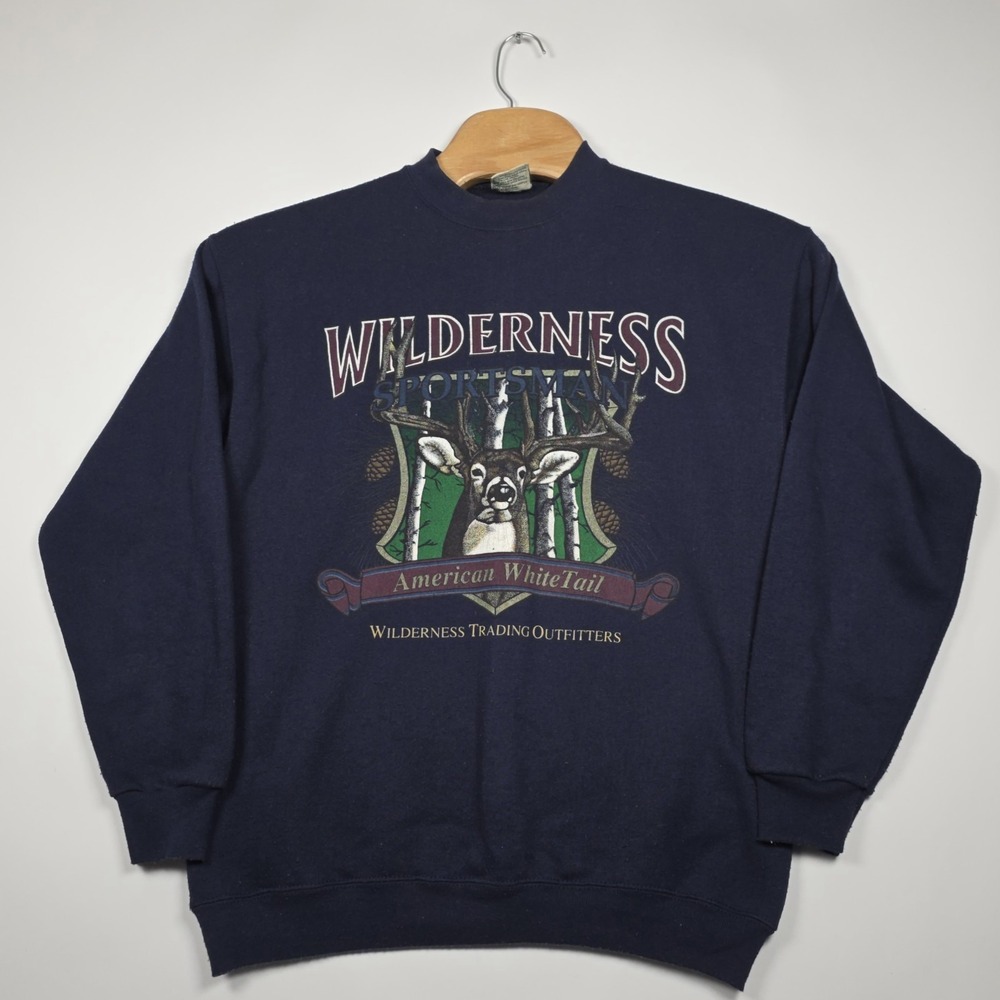 Vintage Briar Creek Deer Sweatshirt Mens L Navy Blue‎ Whitetail Hunting Made USA